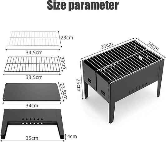Foldable and Portable Folding Portable BBQ Charcoal Grill Outdoor Stainless Steel Cooking Beach Camping Picnic Heat Resistant