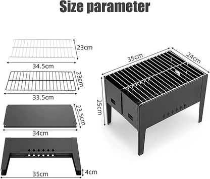 Bbq Grill Charcoal Grill Charcoal Stove Folding Portable BBQ Charcoal Grill Outdoor Stainless Steel BBQ Outdoor Cooking Beach Camping Picnic Barbecue Grill Charcoal Griddle