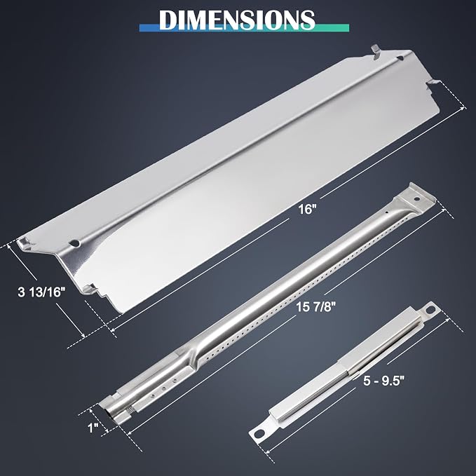 Hiorucet Grill Replacement Parts for Charbroil 463268007, 463268008, 463268107, 463248208, 463268606, 463268706, 463260207, 463248108 Grill Models, Heat Plate Shields, Burner Tubes and Carryover Tubes