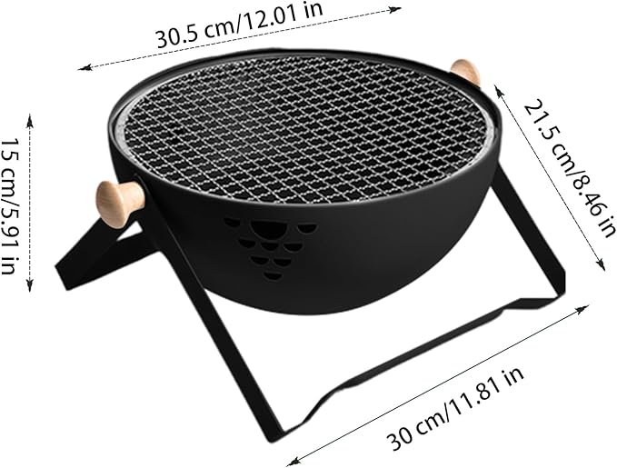 Portable Charcoal Grill - Foldable Portable Stove - Barbeque Grill with Anti-Scalding Handle - for Outdoor Garden Table Travel Picnic Pan-Fried Meat Tea Brewing Hot Pot Cooking