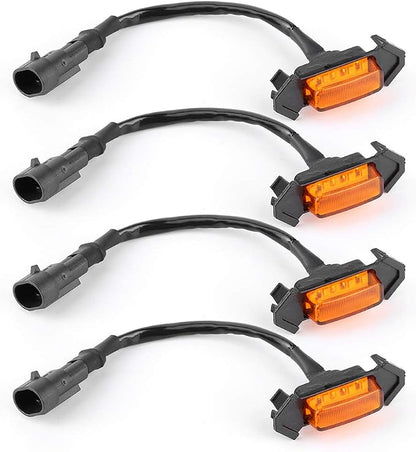 Grille Lights, 4pcs 12V Car LED Grille Light High Brightness Accessory Fit for Toyota 2016‑2020 (Yellow Shell Yellow Light)