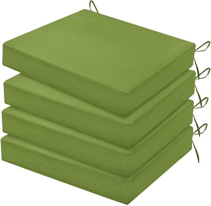 HARBOREST Outdoor Chair Cushions Set of 4, Water Resistant Patio Chair Cushions with Ties, Square Corner Outdoor Seat Cushions for Patio Furniture, 18.5"x16"x3", Grass Green