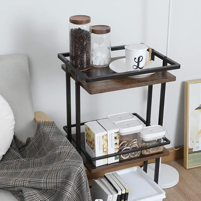 XYZLVSI Bar Cart, Home Bar Serving Cart, 3 Tier Kitchen Shelf with Wheels | Wood and metal, kitchen island storage cart with wheels, multifunction utility cart storage rack for dining room, living room