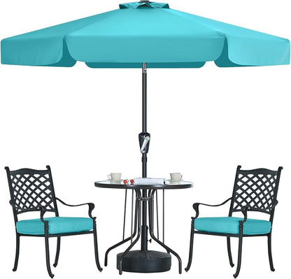 MASTERCANOPY 7.5ft Patio Umbrella with Valance, Crank & Tilt, Turquoise | 6 ribs, UV/fade-resist, waterproof, vent, for garden/deck/yard/pool