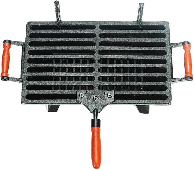 Sungmor Heavy Duty Cast Iron BBQ Grill - Indoor Outdoor Tabletop Small Charcoal Grill Stove - 31.5 x 19CM, Rectangle - Ideal Smoker Grill for Barbecues, Camping, Picnics, Parties