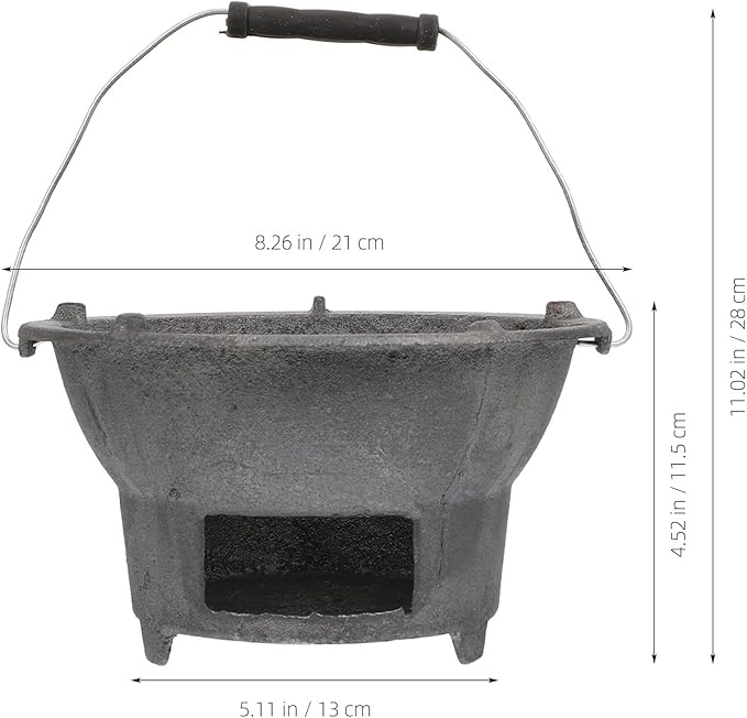 Outdoor Barbecue Stove Portable Charcoal Grill Cast Iron 20cm Compact Camping Barbecue Tool for Outdoor Cooking Assorted Style Assorted style