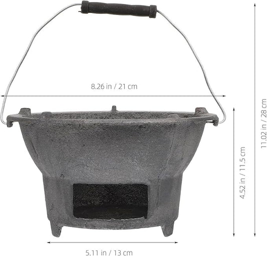 Outdoor Barbecue Stove Portable Charcoal Grill Cast Iron 20cm Compact Camping Barbecue Tool for Outdoor Cooking Assorted Style Assorted style