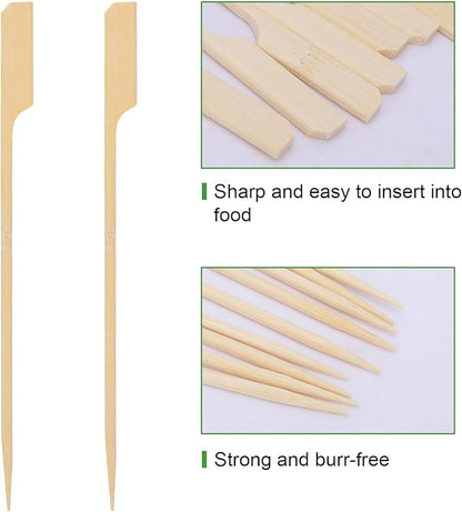 200PCS 6 Inch Bamboo Skewers for Appetizers, Natural Wooden Paddle Cocktail Picks & Toothpicks - Ideal for Party Drinks, Fruit Kababs, Sausage, BBQ Snacks & Charcuterie Boards Accessories