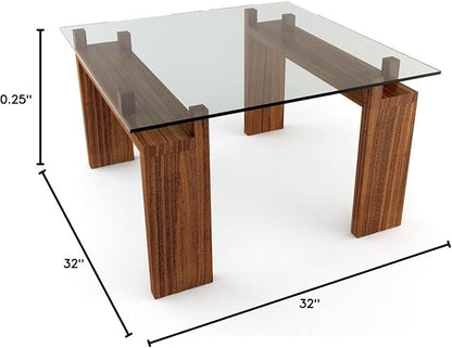 Tempered Glass Table Top 32 Inch Square Flat Polished Edge Clear Surface 1/4 Inch Thick for Home Office or Outdoor Furniture by Fab Glass and Mirror