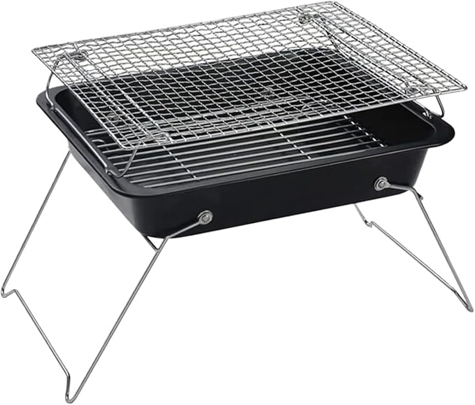 BBQ Grill Barbeque Grill Outdoor Charcoal Grill Portable Foldable Barbecue Grill Tool for Picnic Patio Backyard Barbeque Grill for Camping (Black 33.3 * 27 * 8cm)