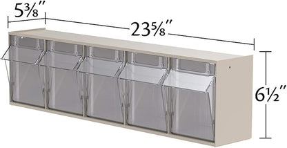 Akro-Mils TiltView Plastic Storage Cabinet with 5 Tilt Out Bins, Horizontal Plastic Parts Organizer, Teacher Toolbox, and Office Supply Organizer, 23-5/8" W x 6-1/2" H x 5-5/8" D, Mocha Raspberry