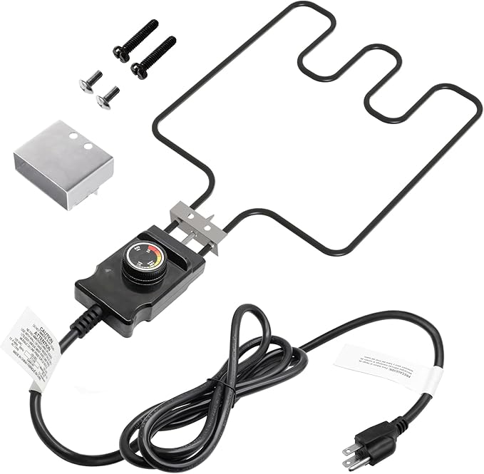 Universal Electric Smoker and Grill Heating Element Replacement Part with Adjustable Thermostat Cord Controlle for Masterbuilt Smokers & Turkey Fryers 1500 Watts