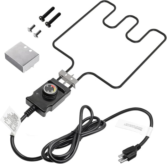 Universal Electric Smoker and Grill Heating Element Replacement Part with Adjustable Thermostat Cord Controlle for Masterbuilt Smokers & Turkey Fryers 1500 Watts