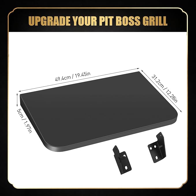 QuliMetal Foldable Front Shelf for Pit Boss Lexington 500, 19.45" Grill Front Table, BBQ Prep Shelf Accessory, Quality Steel Front Shelf