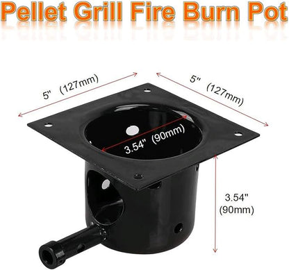 Heavy Duty Porcelain Enamel Fire Burn Pot Replacement Kit with Ignitor Rod and Ash Scraper, Fits Traeger (Except PTG) & Most Pit Boss Pellet Grills, Heavy-Duty 14-Gauge Steel, 200W/120V