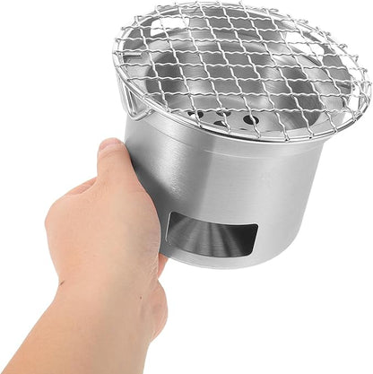 Small Grill: Stainless Steel Small Bbq Grill For Outdoor Camping Picnic Table - Portable Charcoal Barbecue Stove For Backyard Picnic Camping