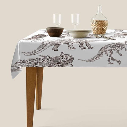 TKS MITLAN Dinosaur Tablecloth Decor Sketch Bones Fossils Mammoth Stegosaurus Trilobite Ancient Animal Table Cloth Dining Room Kitchen Table Cover 60" X 84" Oblong/Rectangle