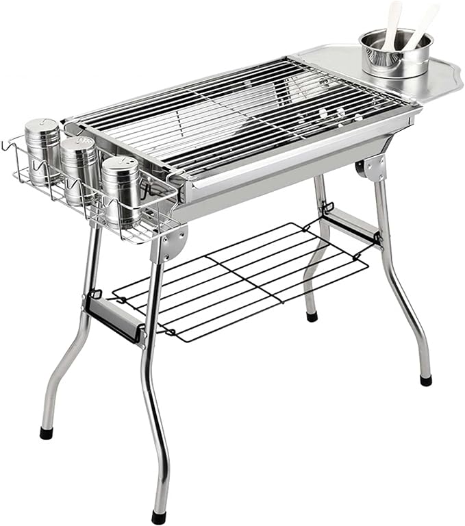Portable BBQ Grill,Stainless Steel Barbecue Grill,Folding Charcoal BBQ,5-10 Persons Family,for Outdoor Garden Cooking,Picnics,Camping.