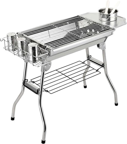 Portable BBQ Grill,Stainless Steel Barbecue Grill,Folding Charcoal BBQ,5-10 Persons Family,for Outdoor Garden Cooking,Picnics,Camping.