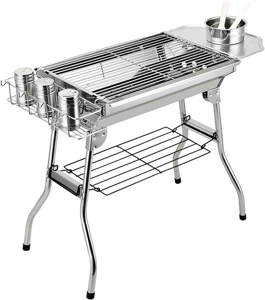 Portable BBQ Grill,Stainless Steel Barbecue Grill,Folding Charcoal BBQ,5-10 Persons Family,for Outdoor Garden Cooking,Picnics,Camping.