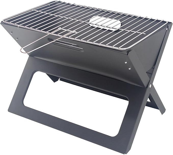 Charcoal Grills, Portable Metal Barbecue Grill, Small BBQ Grill for Adult, Folding Tabletop Grill for Outdoor Cooking Camping Beach Traveling Picnic Backyard, Black