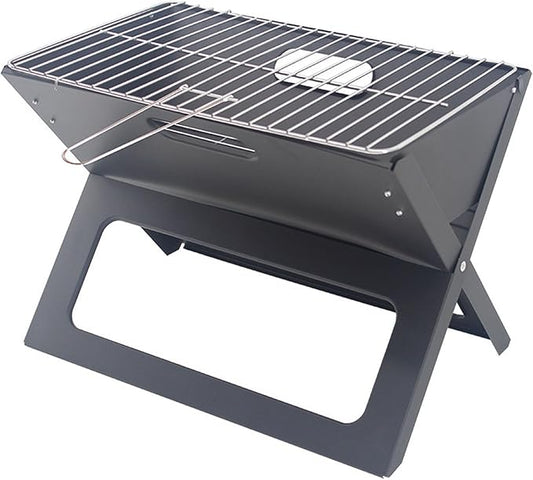 Charcoal Grills, Portable Metal Barbecue Grill, Small BBQ Grill for Adult, Folding Tabletop Grill for Outdoor Cooking Camping Beach Traveling Picnic Backyard, Black