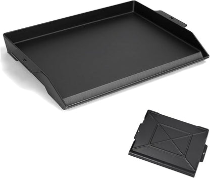 Cast Iron Griddle for Gas Grill and Stove Top, 23" x 16" Universal Flat Top Plate, X-Shaped Reinforced Ridges, Nonstick Coating Large BBQ Flat Top Plate for Camping, Parties