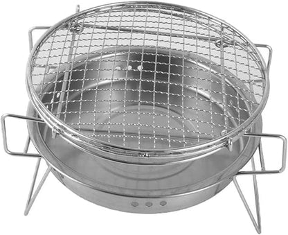 Portable Charcoal Grill Outdoor Barbecue Grill Camping BBQ Grills Mini Round Charcoal Rack Grate Cooking Mesh Wood Coal Stove Folding Legs,A-1