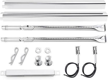 Uniflasy Grill Parts for Charbroil Performance 2-Burner 463630021 463655021 463655421 463655621,for Charbroil 4-Burner 463365021 463448021 Grill Burner Tube Heat Plates Shield Crossover Tube Igniter