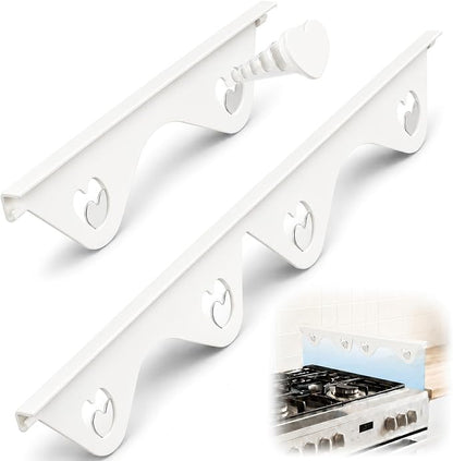 Stainless Steel Stove Gap Filler, 2 Pack Adjustable Covers for Counter, 13.8"-27.5", 0.79" Wide Heat Resistant Oven Guard Range Trim Kit, White