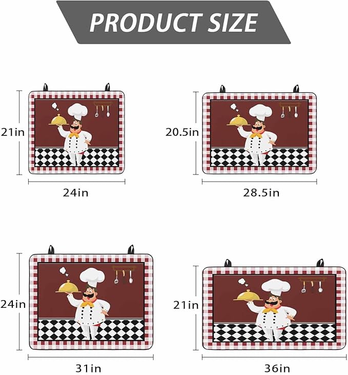Stove Top Covers for Electric Stove 36x21 Inches, Fat Chef HeatResistant Glass Cooktop Protector, Red Gourmet Kitchen Red Black Buffalo Plaid Ceramic Stovetop Countertop Covers Mat, Oven Cover