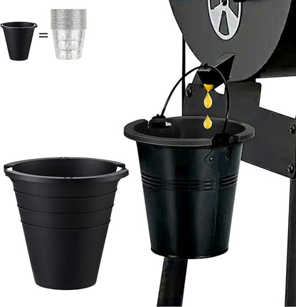 2pcs reuasble Silicone Grease Bucket Liners Compatible for Traeger/Pit Boss ect/Oklahoma Joe' /Green Mountain Grill Drip Tray Bucket Liner for pro Pellet Wood Smoker Grill Accessories（Black）