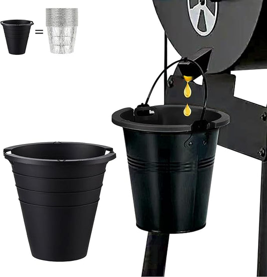 2pcs reuasble Silicone Grease Bucket Liners Compatible for Traeger/Pit Boss ect/Oklahoma Joe' /Green Mountain Grill Drip Tray Bucket Liner for pro Pellet Wood Smoker Grill Accessories（Black）
