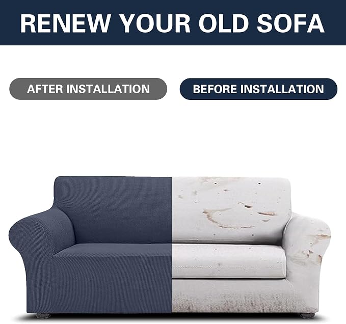 Cupuamon 2026 New Stretch Sofa Slipcovers Couch Cover for 3 Cushion Furniture Protector Sofa Covers with Elastic Bottom Jacquard Fabric Small Checks for Pets, Kids -Sofa, Charcoal
