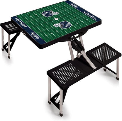 Picnic TIME NFL Football Field Folding Picnic Table, Camping Table, Outdoor Table with Umbrella Hole