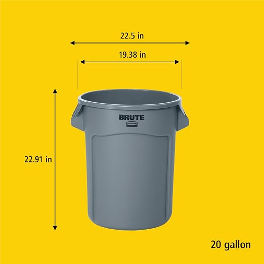 Rubbermaid Commercial Products BRUTE Heavy-Duty Round Trash/Garbage Can, 20-Gallon, Blue, for Landscapers/Construction Sites/Restaurants/Back of House/Offices/Warehouses/Commercial Environments