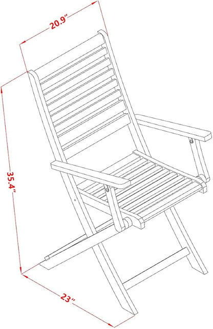 East West Furniture DEBS72CANA 7 Piece Patio Bistro Dining Set Consist of a Rectangle Outdoor Acacia Wood Table and 2 Folding Arm Chairs with 4 Side Chairs, 40x72 Inch, Natural Oil