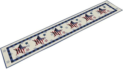 4th of July Table Runner American Flag Star Independence Day Patriotic Table Runner Runner for Kitchen Coffee Dining Memorial Day Holiday Party Decor 13x36 Inch
