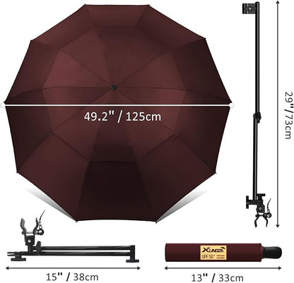 XLINGZA UPF 50+ Beach Umbrella with Adjustable Universal Clamp