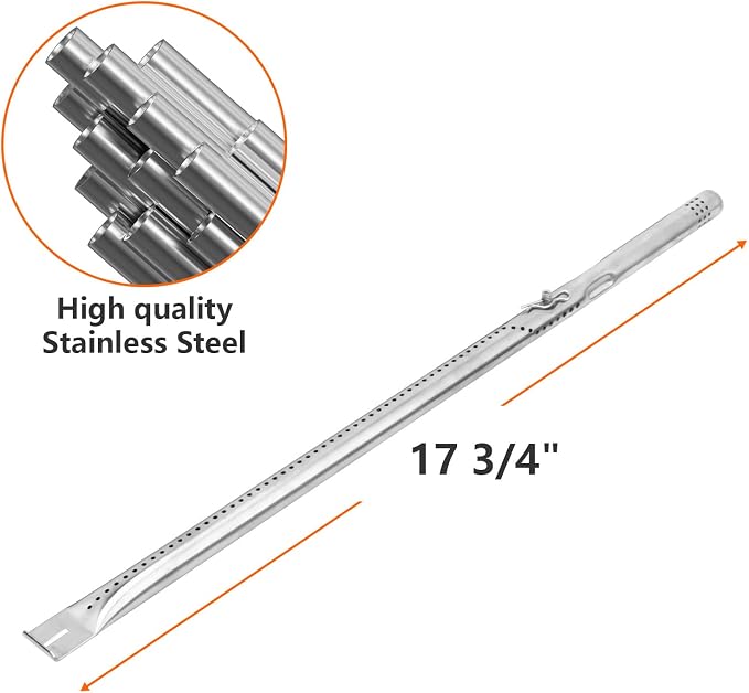 DELSbbq BBQ Grill Parts Replacement Kit for Charbroil Performance 6 Burner | G470-5200-W1 Burners, G470-0004-W1A Heat Plates, Crossover Tube, Ignition, Stainless Steel, Complete Grill Restoration