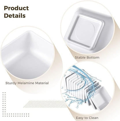 Homaisson 50 Pcs Melamine Dipping Bowls, White Sauce Cups - Mini Serving Dishes for Sushi & Condiments, Portable Catering Set for Party and Picnic Events