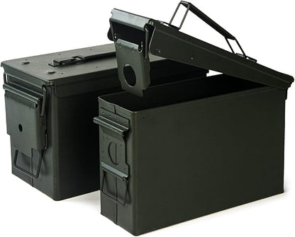 GUGULUZA Metal Ammo Can 30 50 Cal, Waterproof Airtight Ammo Containers Case | Heavy-Duty Ammunition Storage Case Military Container, Lockable Box w/Flip Top for Long-Term Storage Bullet, 30Cal and 50 Cal