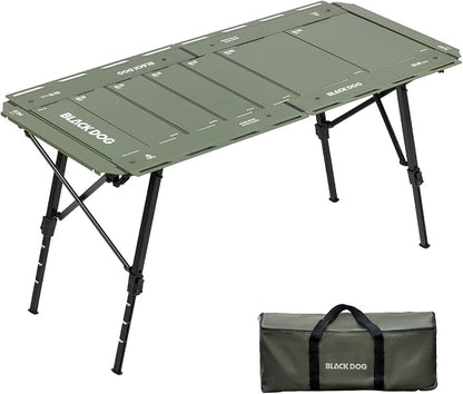 BLACKDOG IGT Camping Table, Folding Portable Camp Table, Adjustable Height Aluminum Portable Table with Carry Bag for Outdoor, Pictic, Patio and Backyard 48.8" L x 22.8" W, Jungle Green