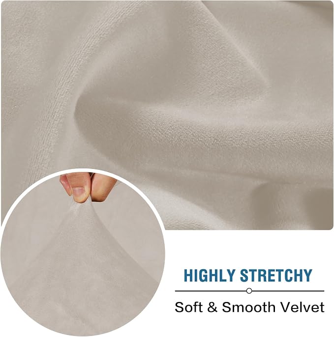 H.VERSAILTEX Velvet Stretch Individual Chaise Cover Sectional Couch Covers for L Shaped Sofa Both Left/Right Furniture Protector Seat Cushion Sofa Cover (1 Piece Chaise Cover, Oatmeal)