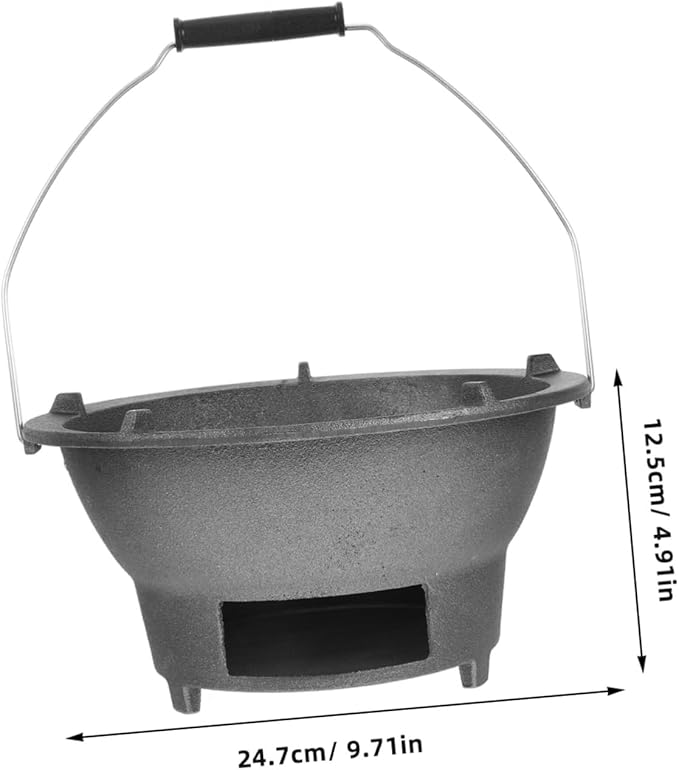 LIOOBO Portable Cast Iron Charcoal Stove Grill for Outdoor Camping Tabletop Cooking Easy Operation Flavorful Grilling for Beginners and Experts