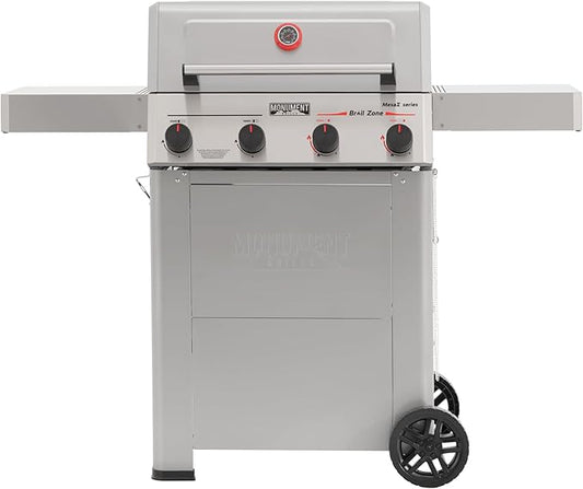 Monument Grills 4 Burner Propane Gas Grill with Advanced Broil Zone, Stainless Steel Outdoor Mesa 2 Barbecue Grill, Foldable Side Shelves, 500°F in 5 Mins, Assembles in 30 Minutes, Mesa II 410FBZ