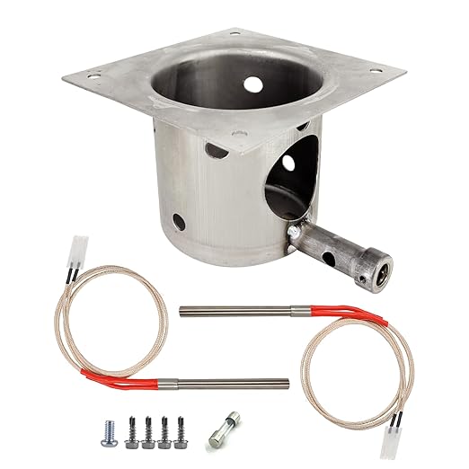 Replacement Fire Pot Burn Pot and Hot Rod Ignitor Kit with Screws and Fuse for Traeger, Pit Boss, Camp Chef, Z-Grills Wood Pellet Grill & Smoker – Heavy Duty 7-Hole Firepot Combo Assembly Parts