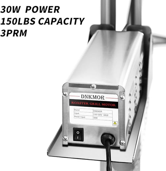 Rotisserie Grill Stainless Steel Charcoal Spit Roaster, 50" Pig Lamb Hooded Roaster Charcoal Spit with 30W Motor & Adjustable Height Lockable Casters for Outdoor Camping Party, Rated 150 LB