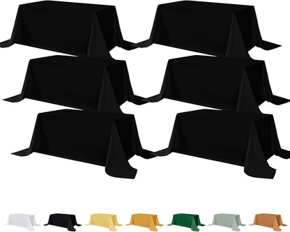 Fitable 6 Pack Black Tablecloths for Rectangle Tables, 90 x 132 Inch | Wrinkle & Stain Resistant, Washable Polyester Fabric Cloth Cover, For Wedding Party Banquet Formal Events Halloween