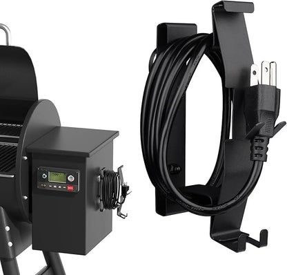 Strong Magnetic Power Cord Organizer, Goldusk All-Metal Cable Holder with Built-in Hook for Most BBQ Wood Pellet Smoker Grills Accessories for Traeger, for Pit Boss, for Z Grill &More (Indoor/Outdoor)